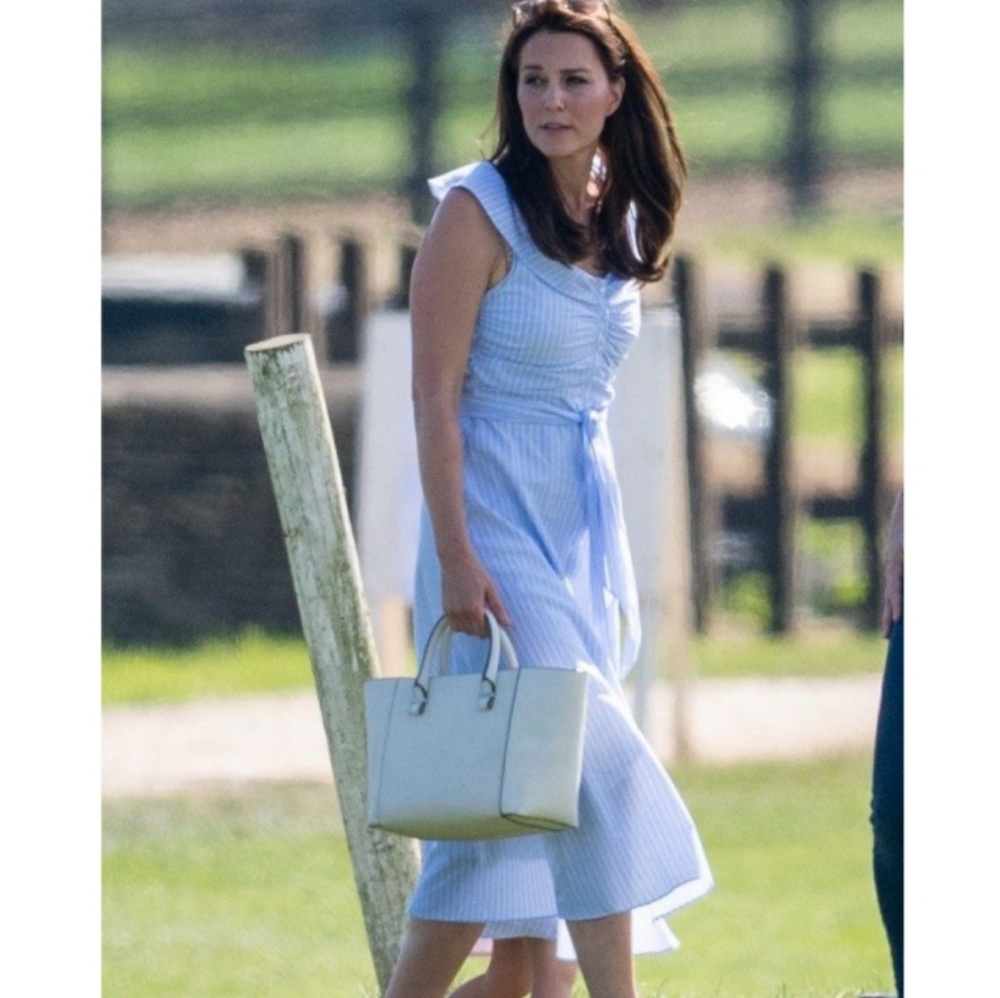 Zara striped off-the-shoulder dress Kate Middleton